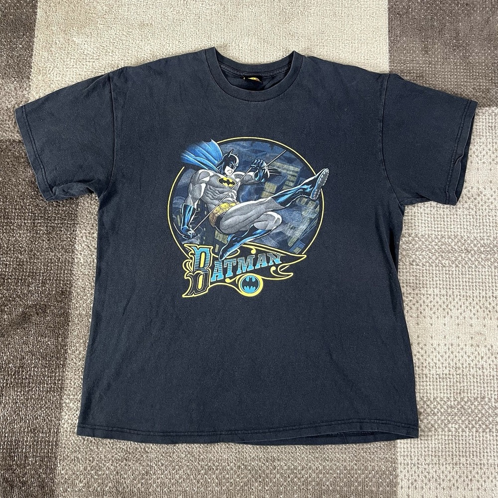 Vintage Y2K Swinging Batman T Shirt Mens Size XL Black Nice Fade‎